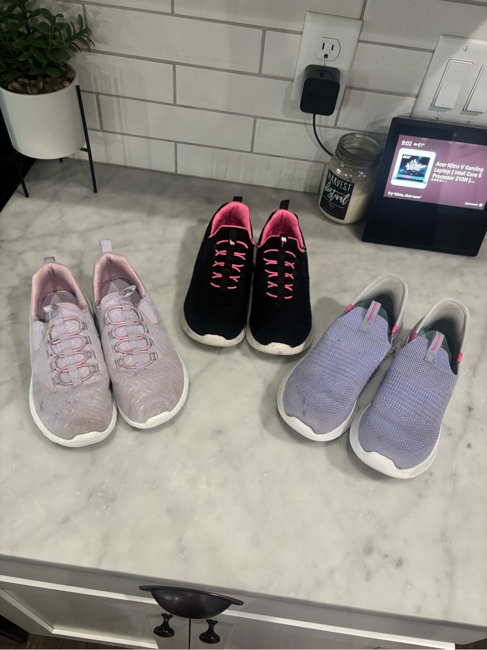 Skechers Kids Slip-On Sneakers Bundle in Black, Pink, Lavender